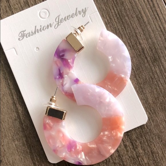 New hoop earrings pink multicolor - Picture 1 of 5